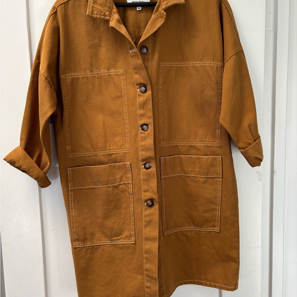 Rita Row Women's Tan Button-Up Denim Jacket